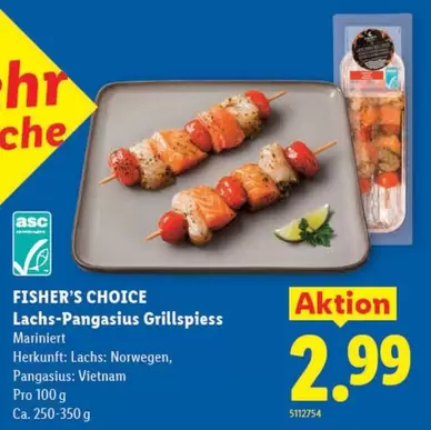 Lachs-Pangasius Grillspieß Mariniert