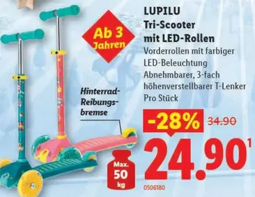 Tri-Scooter mit LED-Rollen
