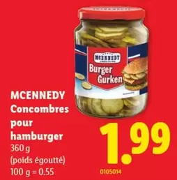 Concombres pour hamburger