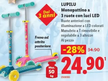 Monopattino a 3 ruote con luci LED