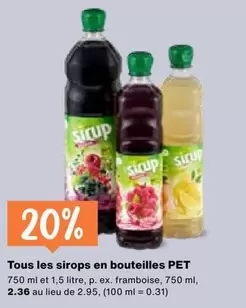 Tous les sirops en bouteilles PET