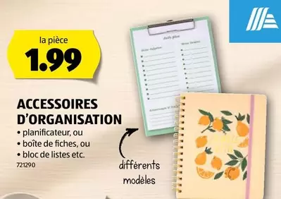 ACCESSOIRES D'ORGANISATION • planificateur, ou • boîte de fiches, ou • bloc de listes etc. 721290