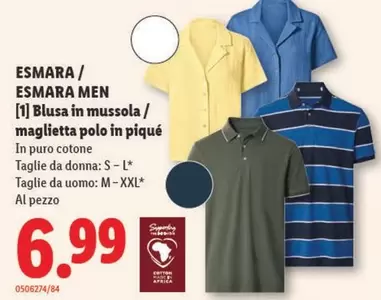 Blusa in mussola / maglietta polo in piqué