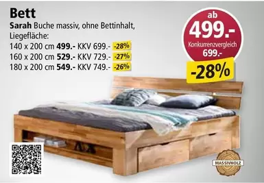 Bett Sarah Buche massiv