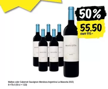 Malbec oder Cabernet Sauvignon Mendoza Argentina La Mascota