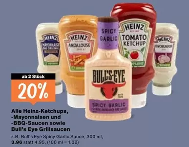 Heinz-Ketchups, Mayonnaisen und BBQ-Saucen sowie Bull's Eye Grillsaucen