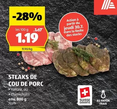Action - STEAKS DE COU DE PORC