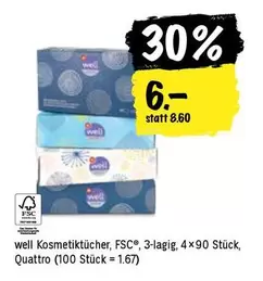 Kosmetiktücher, FSC
3-lagig, 4x90 Stück, Quattro