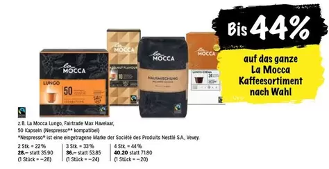 Wahl - La Mocca Kaffeesortiment nach