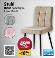 Stuhl Diana Samt-Optik, Beine Metall