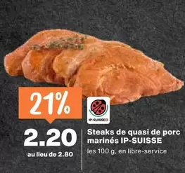 Steaks de quasi de porc marinés