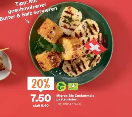 Migros Bio Zuckermais pasteurisiert