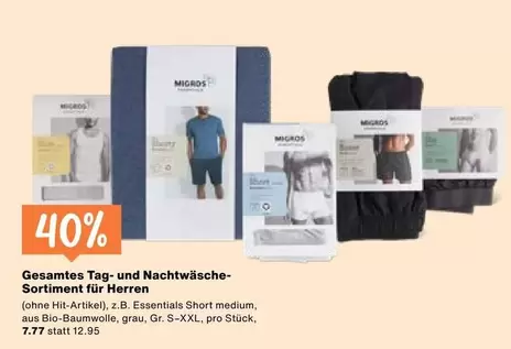 Gesamtes Tag- und Nachtwäsche-Sortiment für Herren