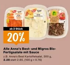 Anna's Best- und Migros Bio-Fertigsalate mit Sauce