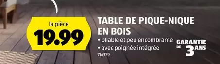 TABLE DE PIQUE-NIQUE EN BOIS