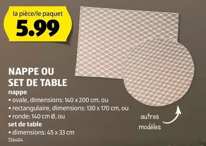 NAPPE OU SET DE TABLE