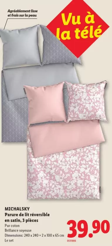 Parure de lit réversible en satin, 3 pièces