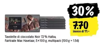 Tavolette di cioccolato Noir 72%