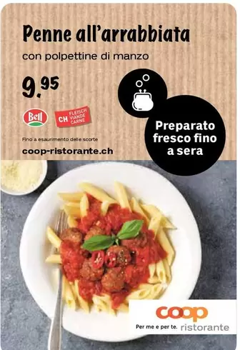 Ristorante - Penne all'arrabbiata con polpettine di manzo