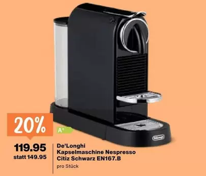 Kapselmaschine Nespresso Citiz Schwarz EN167.B