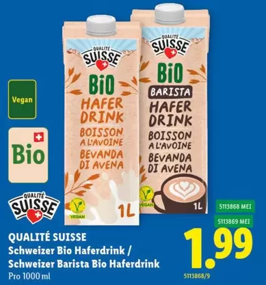 Schweizer Bio Haferdrink / Schweizer Barista Bio Haferdrink Pro 1000 ml