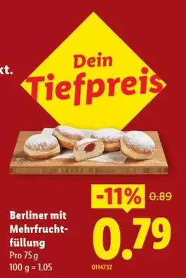 Berliner mit Mehrfrucht- füllung