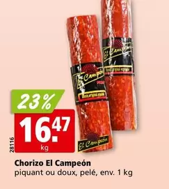Chorizo piquant ou doux, pelé