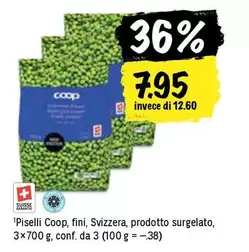 Piselli Coop, fini, Svizzera, prodotto surgelato