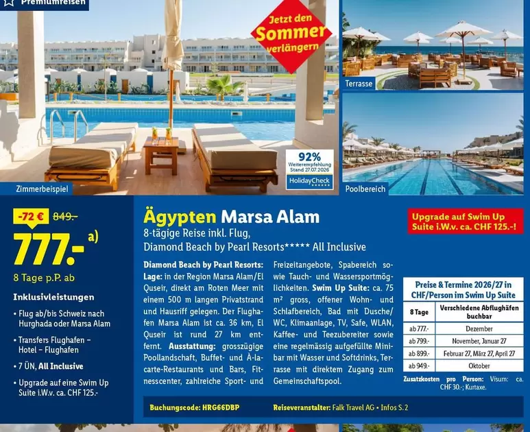 Ag - Ägypten Marsa Alam 8-tägige Reise inkl. Flug Diamond Beach by Pearl Resorts