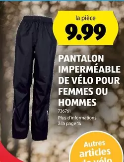 PANTALON IMPERMEABLE DE VÉLO POUR FEMMES OU HOMMES 736761