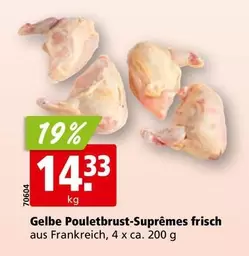 Gelbe Pouletbrust-Suprêmes frisch