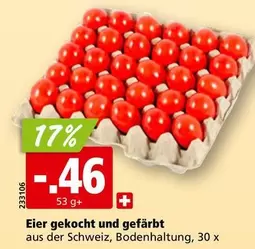 Eier gekocht und gefärbt