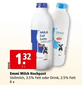 Emmi Milch Hochpast Vollmilch, 3.5% Fett oder Drink, 2.5% Fett
