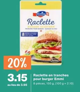Raclette en tranches pour burger