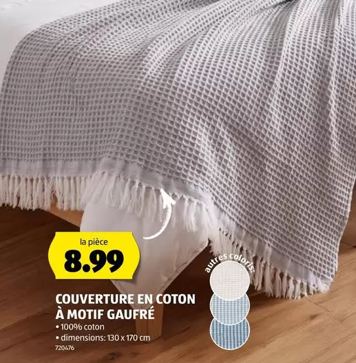 COUVERTURE EN COTON À MOTIF GAUFRÉ