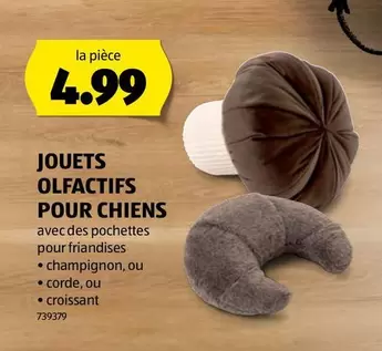 JOUEts OLFACTIFS POUR CHIENS avec des pochettes pour friandises • champignon, ou corde, ou croissant 739379
