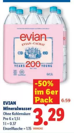 Evian - MINERALWASSER Ohne Kohlensäure Pro 6 x 1,5l