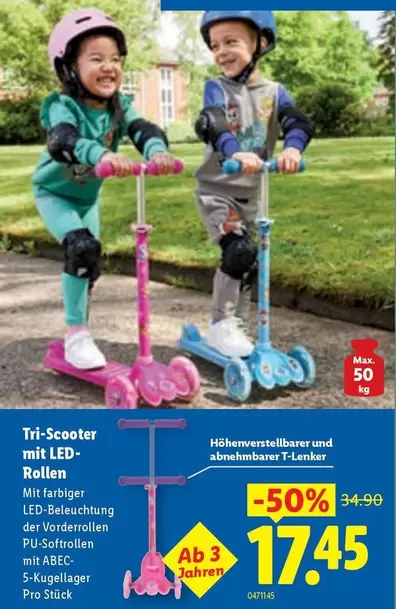 Tri-Scooter mit LED-Rollen