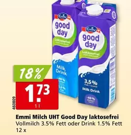 Emmi Milch UHT Good Day laktosefrei Vollmilch 3.5% Fett oder Drink 1.5% Fett 12 x