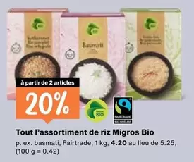 Tout l'assortiment de riz Migros BIO
