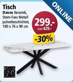 Tisch Davos Keramik, Stern-Fuss Metall pulverbeschichtet, 180 x 76 x 90 cm
