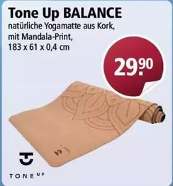 Balance - Tone Up BALANCE natürliche Yogamatte aus Kork, mit Mandala-Print, 183 x 61 x 0,4 cm