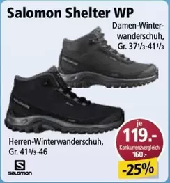 Salomon - Shelter WP Herren-Winterwanderschuh, Gr. 41
1/3-46 Damen-Winterwanderschuh, Gr. 37
1/3-41
1/3