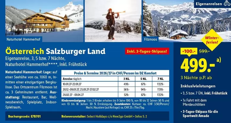 Kinder - Österreich Salzburger Land Eigenanreise, 3, 5 bzw. 7 Nächte