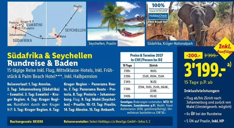 Baden - Südafrika & Seychellen Rundreise