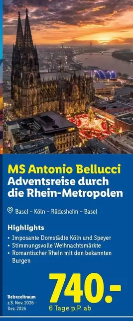 MS Antonio Bellucci Adventsreise durch die Rhein-Metropolen