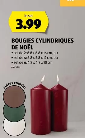 BOUGIES CYLINDRIQUES DE NOËL 740088