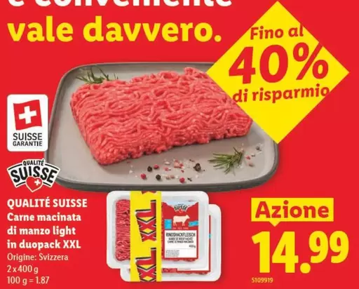 Carne macinata di manzo light