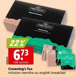 Crownings Tea infusion menthe ou english breakfast