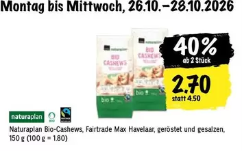Bio-Cashews, geröstet und gesalzen